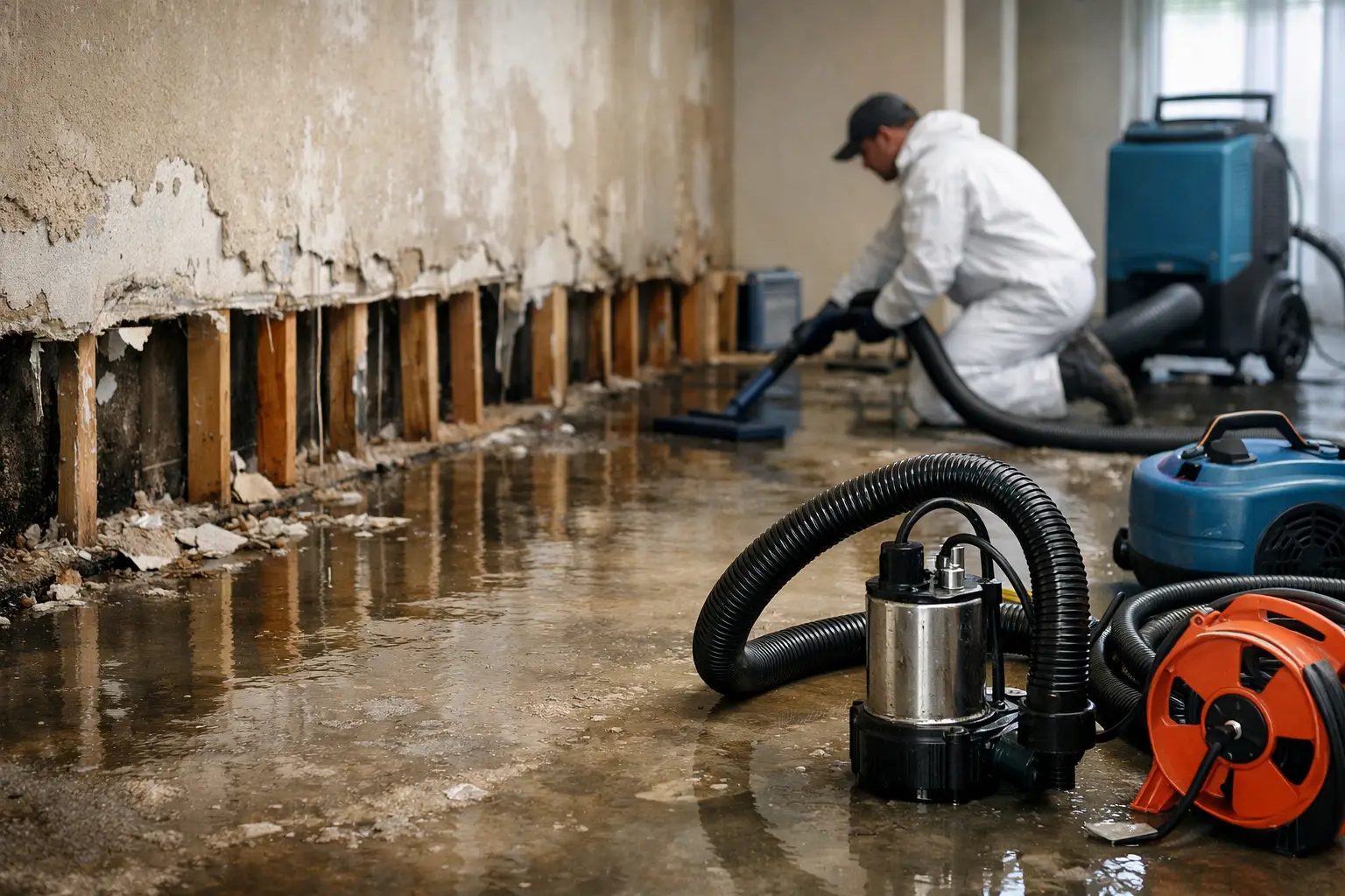 Water Damaged Basement Restoration Example