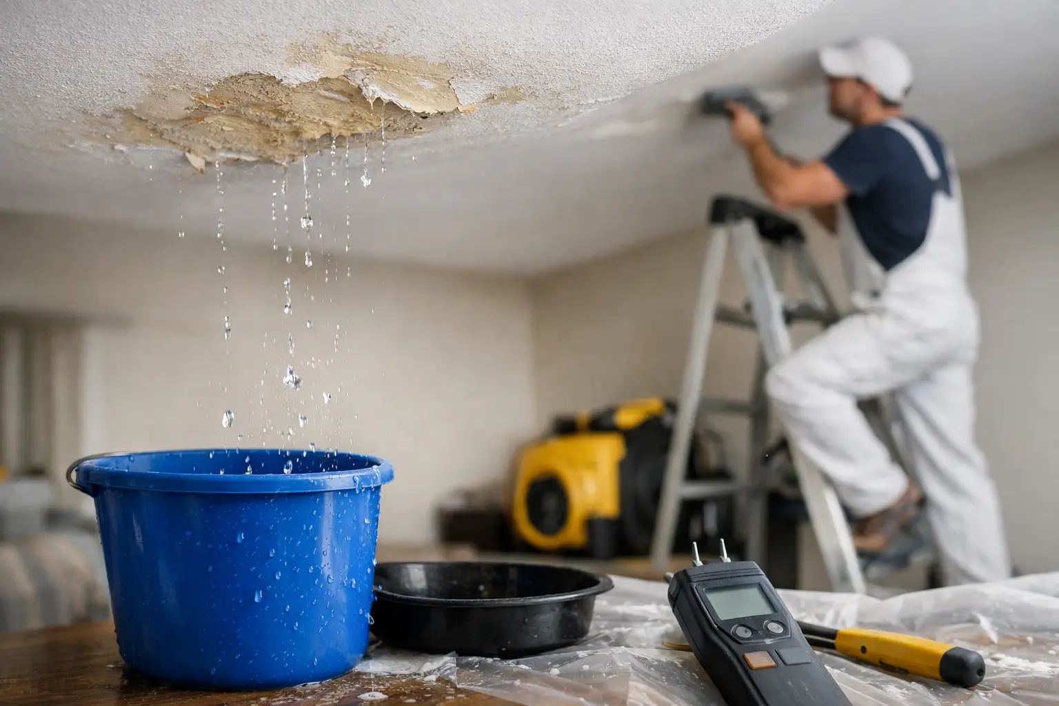 Wet Ceiling Water Damage Repair Done Right