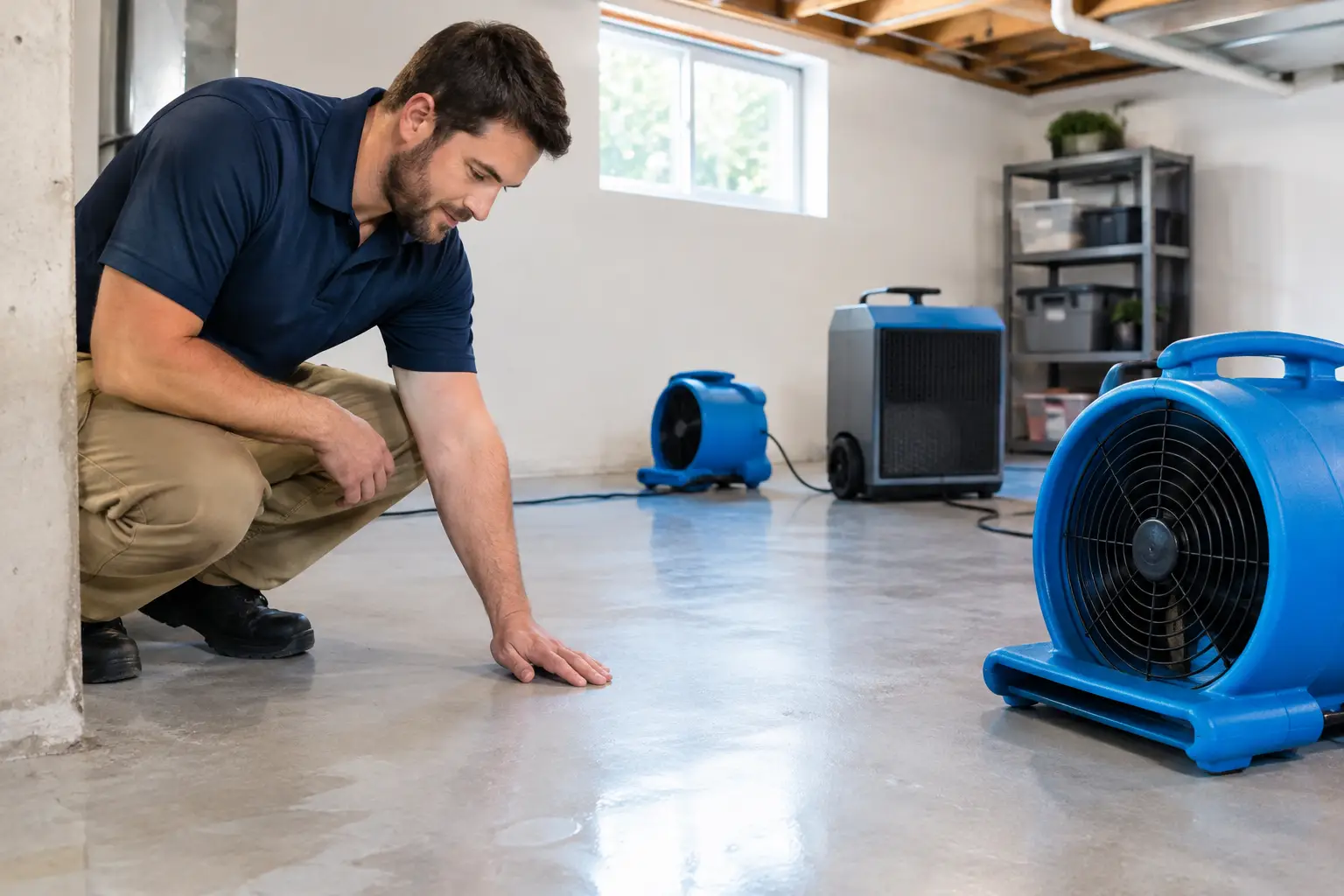 Basement Drying Success Example After a Leak
